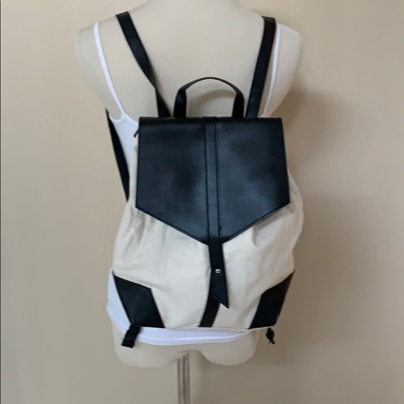 NEW DeuxLux Cream Canvas & Vegan Leather Backpack - Picture 1 of 7
